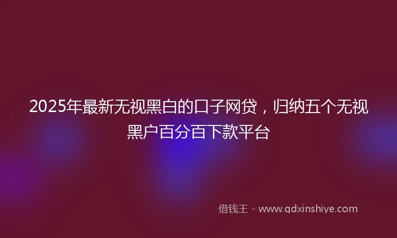 2025年最新无视黑白的口子网贷，归纳五个无视黑户百分百下款平台