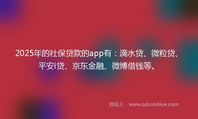 2025年的社保贷款的app有：滴水贷、微粒贷、平安i贷、京东金融、微博借钱等。