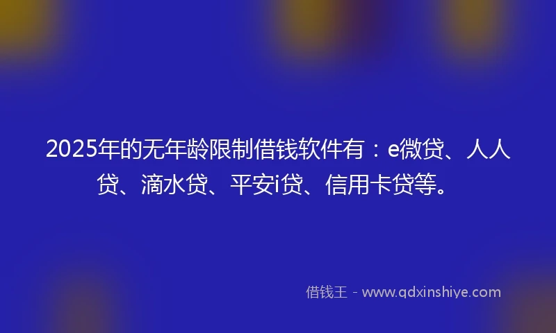2025年的无年龄限制借钱软件有：e微贷、人人贷、滴水贷、平安i贷、信用卡贷等。