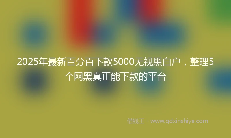 2025年最新百分百下款5000无视黑白户，整理5个网黑真正能下款的平台