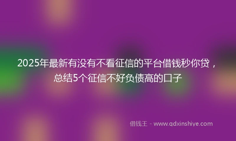 2025年最新有没有不看征信的平台借钱秒你贷，总结5个征信不好负债高的口子