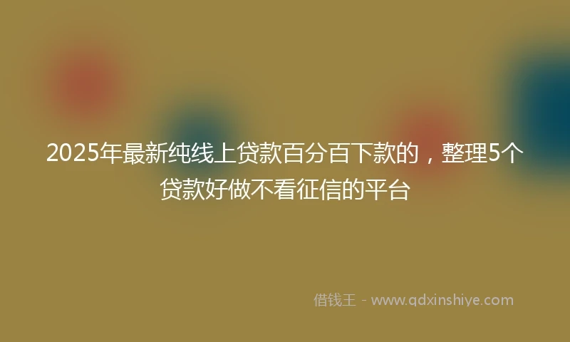2025年最新纯线上贷款百分百下款的，整理5个贷款好做不看征信的平台