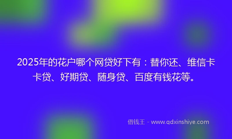 2025年的花户哪个网贷好下有：替你还、维信卡卡贷、好期贷、随身贷、百度有钱花等。