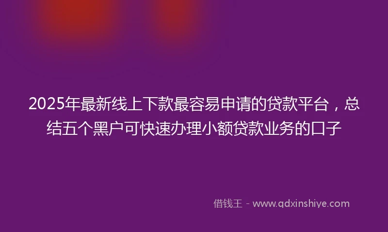2025年最新线上下款最容易申请的贷款平台，总结五个黑户可快速办理小额贷款业务的口子