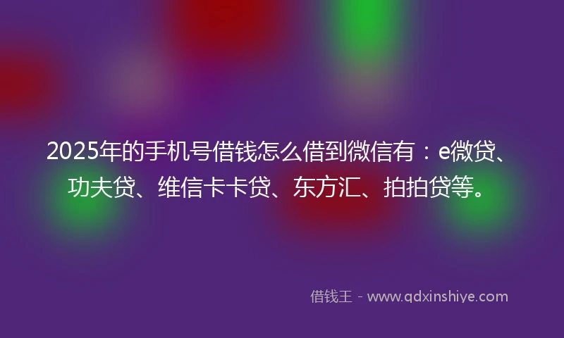 2025年的手机号借钱怎么借到微信有：e微贷、功夫贷、维信卡卡贷、东方汇、拍拍贷等。