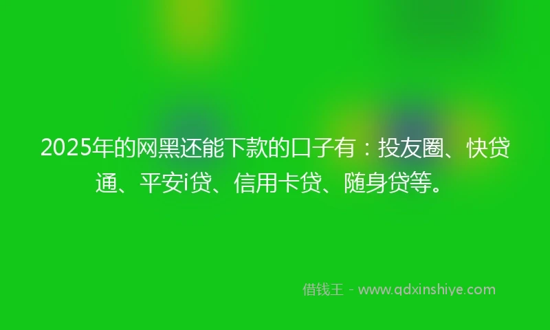 2025年的网黑还能下款的口子有：投友圈、快贷通、平安i贷、信用卡贷、随身贷等。