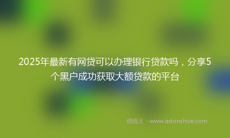 2025年最新有网贷可以办理银行贷款吗，分享5个黑户成功获取大额贷款的平台