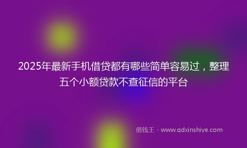 2025年最新手机借贷都有哪些简单容易过，整理五个小额贷款不查征信的平台