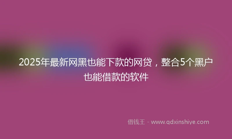 2025年最新网黑也能下款的网贷，整合5个黑户也能借款的软件