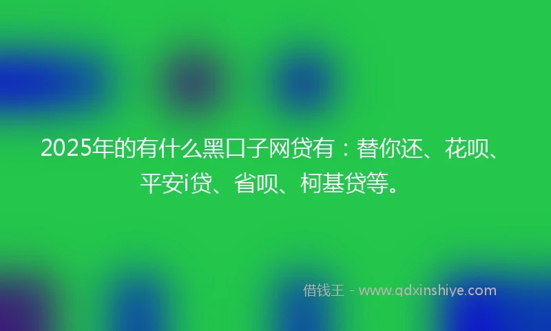 2025年的有什么黑口子网贷有：替你还、花呗、平安i贷、省呗、柯基贷等。