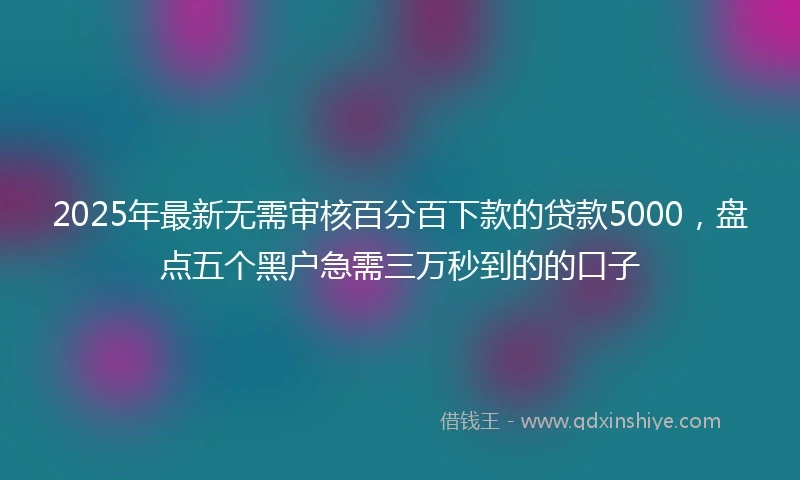 2025年最新无需审核百分百下款的贷款5000，盘点五个黑户急需三万秒到的的口子