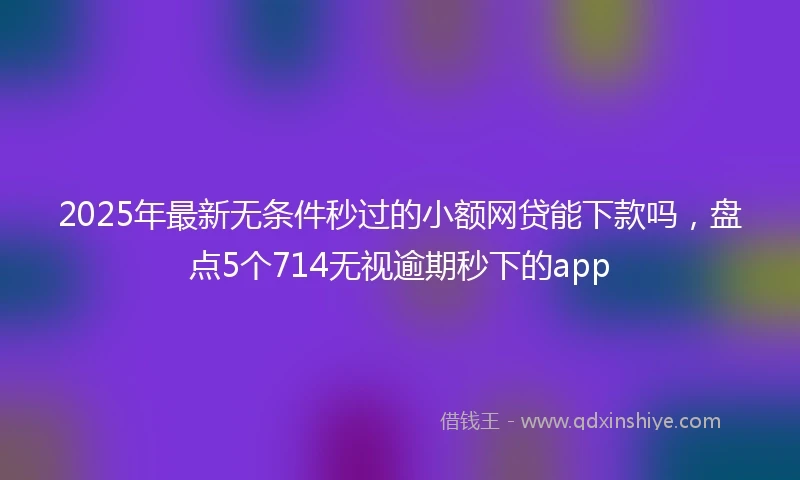 2025年最新无条件秒过的小额网贷能下款吗，盘点5个714无视逾期秒下的app