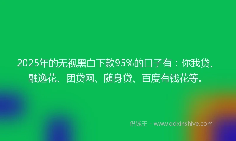 2025年的无视黑白下款95%的口子有：你我贷、融逸花、团贷网、随身贷、百度有钱花等。