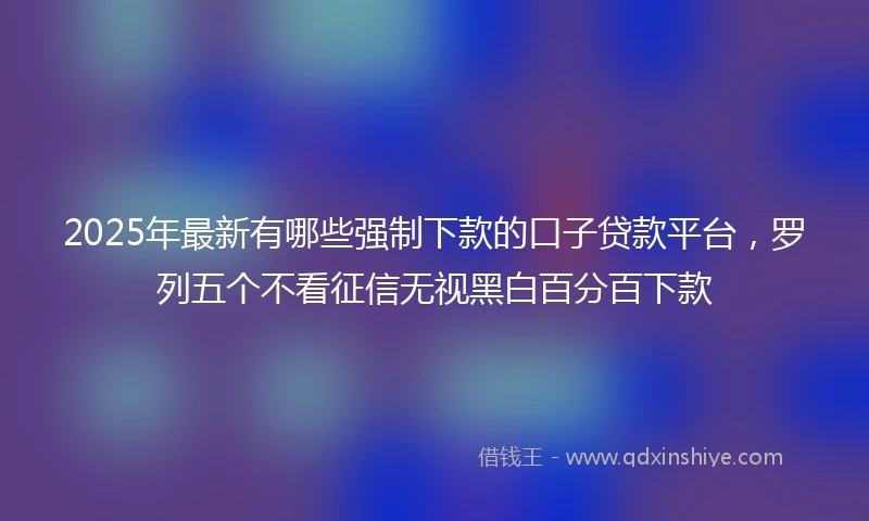 2025年最新有哪些强制下款的口子贷款平台，罗列五个不看征信无视黑白百分百下款