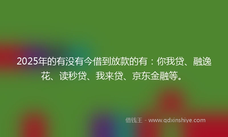 2025年的有没有今借到放款的有：你我贷、融逸花、读秒贷、我来贷、京东金融等。