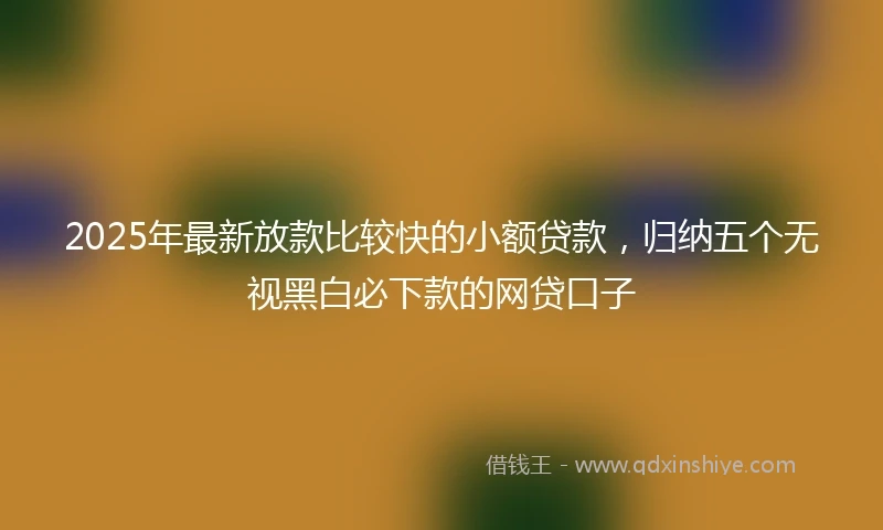2025年最新放款比较快的小额贷款，归纳五个无视黑白必下款的网贷口子