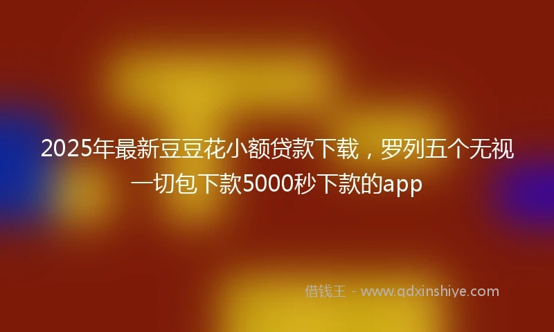 2025年最新豆豆花小额贷款下载，罗列五个无视一切包下款5000秒下款的app