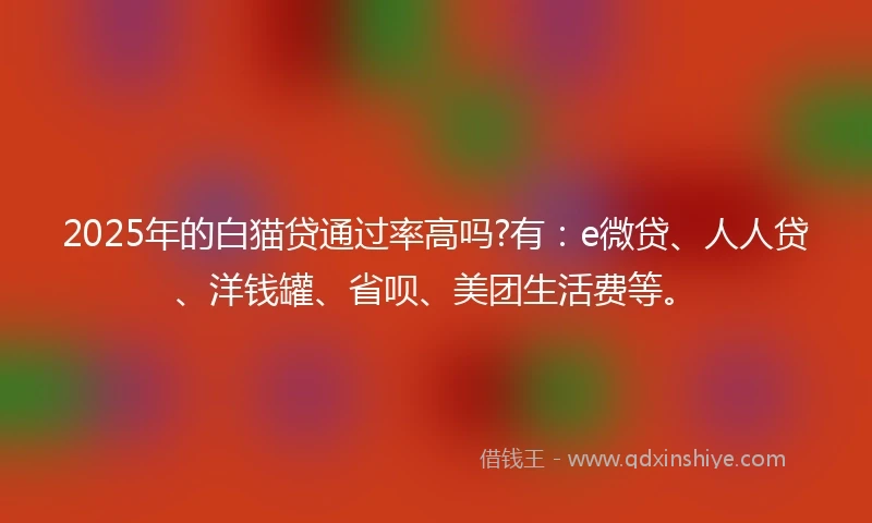 2025年的白猫贷通过率高吗?有：e微贷、人人贷、洋钱罐、省呗、美团生活费等。