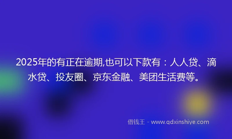 2025年的有正在逾期,也可以下款有：人人贷、滴水贷、投友圈、京东金融、美团生活费等。