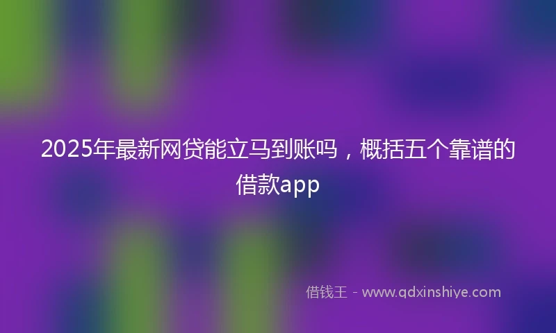 2025年最新网贷能立马到账吗，概括五个靠谱的借款app