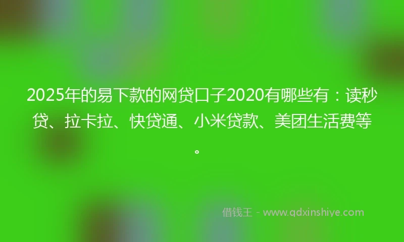 2025年的易下款的网贷口子2020有哪些有：读秒贷、拉卡拉、快贷通、小米贷款、美团生活费等。