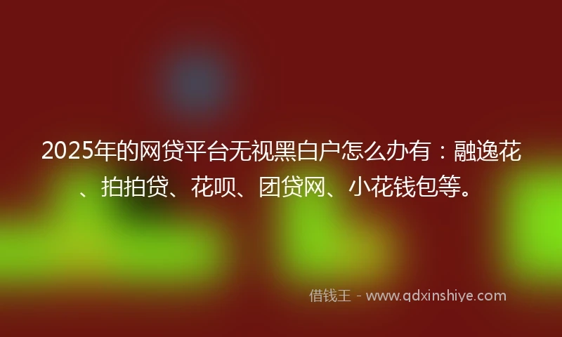 2025年的网贷平台无视黑白户怎么办有：融逸花、拍拍贷、花呗、团贷网、小花钱包等。