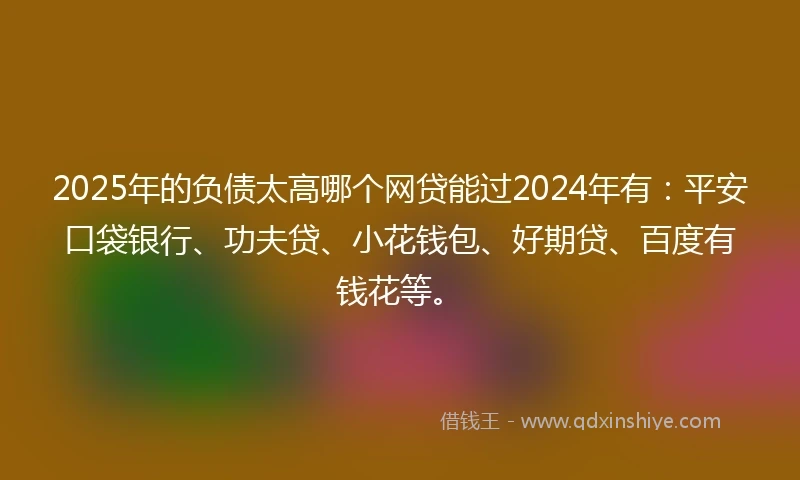 2025年的负债太高哪个网贷能过2024年有：平安口袋银行、功夫贷、小花钱包、好期贷、百度有钱花等。