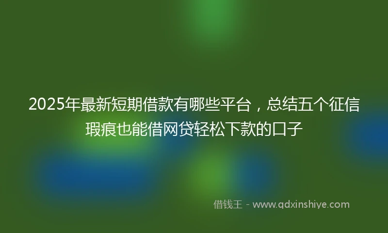 2025年最新短期借款有哪些平台，总结五个征信瑕疵也能借网贷轻松下款的口子