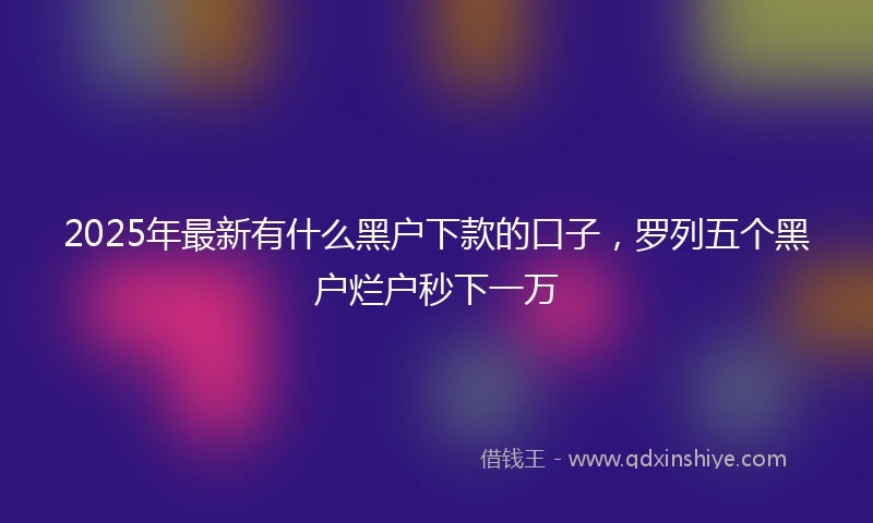 2025年最新有什么黑户下款的口子，罗列五个黑户烂户秒下一万