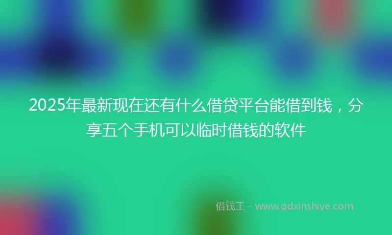 2025年最新现在还有什么借贷平台能借到钱，分享五个手机可以临时借钱的软件
