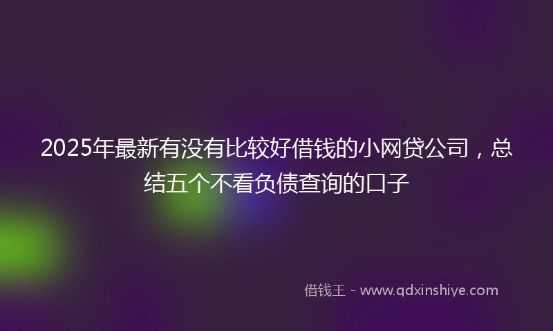 2025年最新有没有比较好借钱的小网贷公司，总结五个不看负债查询的口子