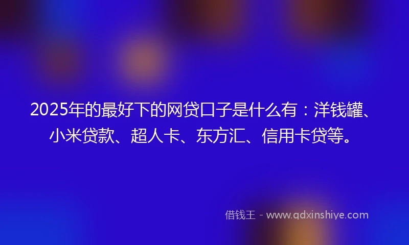 2025年的最好下的网贷口子是什么有：洋钱罐、小米贷款、超人卡、东方汇、信用卡贷等。