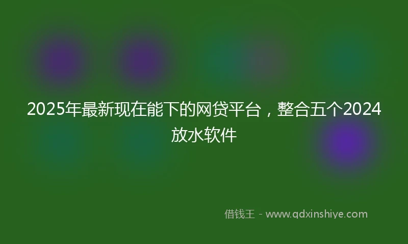 2025年最新现在能下的网贷平台，整合五个2024放水软件