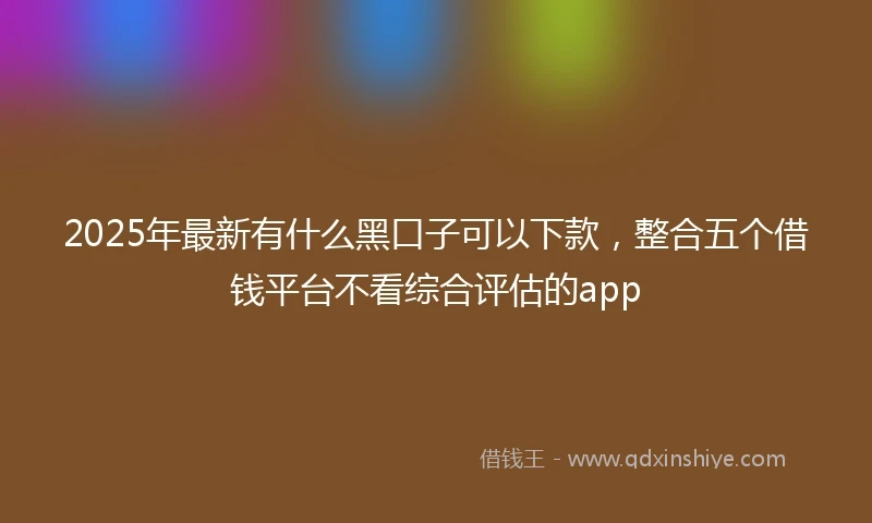 2025年最新有什么黑口子可以下款，整合五个借钱平台不看综合评估的app