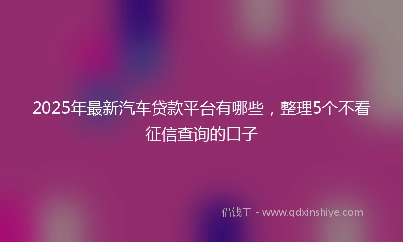 2025年最新汽车贷款平台有哪些，整理5个不看征信查询的口子
