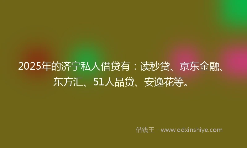 2025年的济宁私人借贷有：读秒贷、京东金融、东方汇、51人品贷、安逸花等。