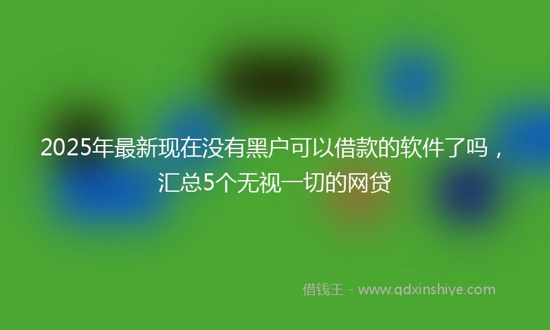2025年最新现在没有黑户可以借款的软件了吗，汇总5个无视一切的网贷