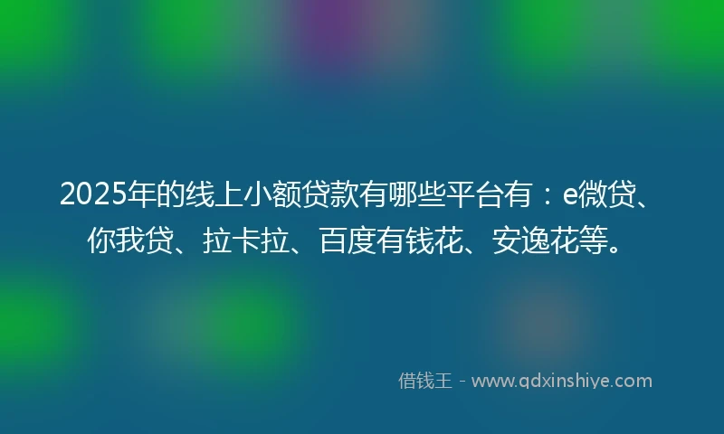 2025年的线上小额贷款有哪些平台有：e微贷、你我贷、拉卡拉、百度有钱花、安逸花等。