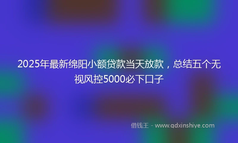 2025年最新绵阳小额贷款当天放款，总结五个无视风控5000必下口子
