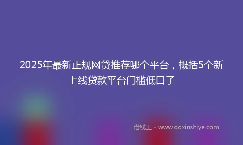 2025年最新正规网贷推荐哪个平台，概括5个新上线贷款平台门槛低口子