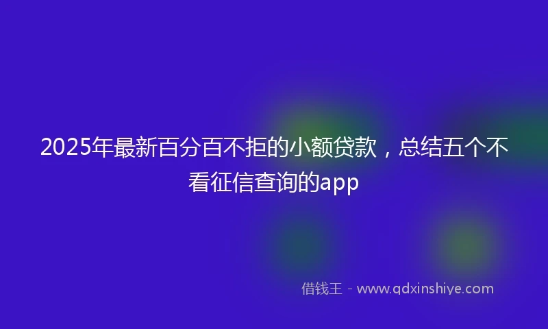 2025年最新百分百不拒的小额贷款，总结五个不看征信查询的app