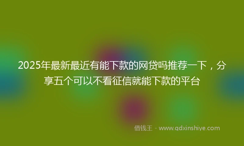 2025年最新最近有能下款的网贷吗推荐一下，分享五个可以不看征信就能下款的平台