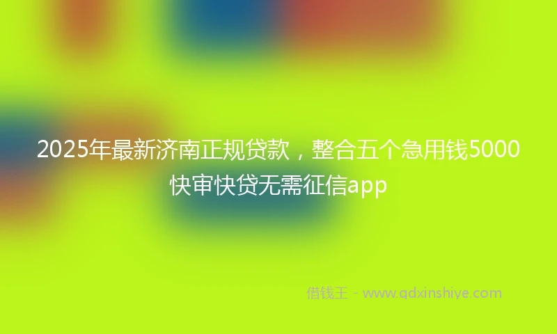 2025年最新济南正规贷款，整合五个急用钱5000快审快贷无需征信app