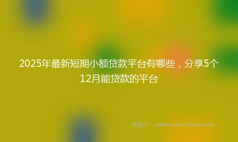2025年最新短期小额贷款平台有哪些，分享5个12月能贷款的平台