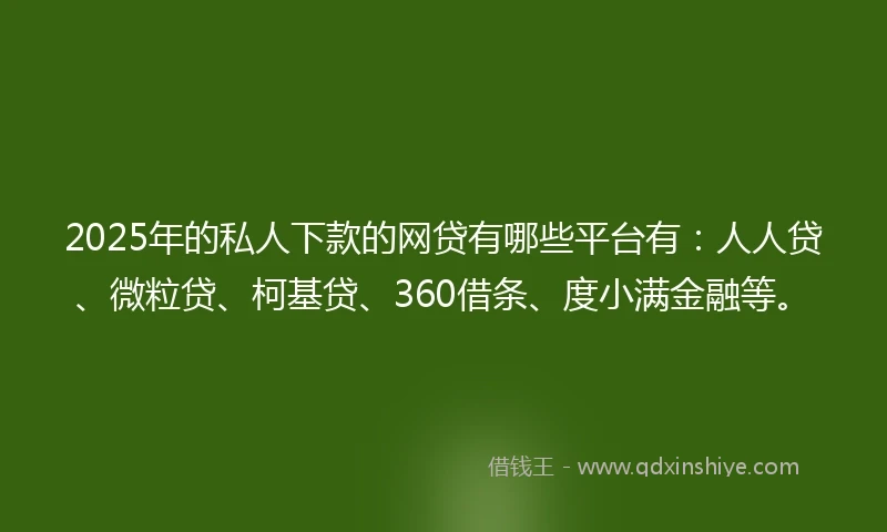 2025年的私人下款的网贷有哪些平台有：人人贷、微粒贷、柯基贷、360借条、度小满金融等。