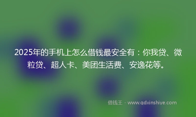 2025年的手机上怎么借钱最安全有：你我贷、微粒贷、超人卡、美团生活费、安逸花等。