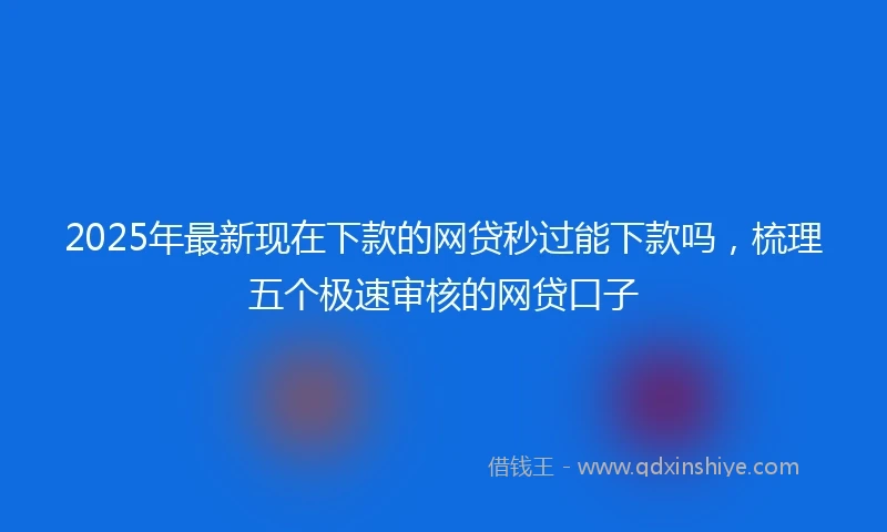 2025年最新现在下款的网贷秒过能下款吗，梳理五个极速审核的网贷口子