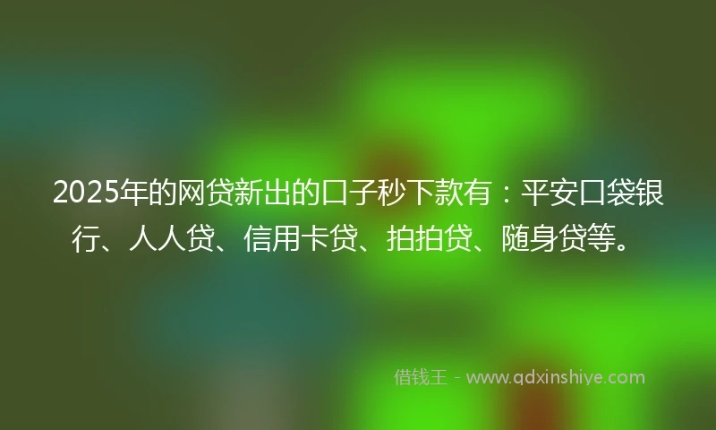 2025年的网贷新出的口子秒下款有:平安口袋银行、人人贷、信用卡贷、拍拍贷、随身贷等。