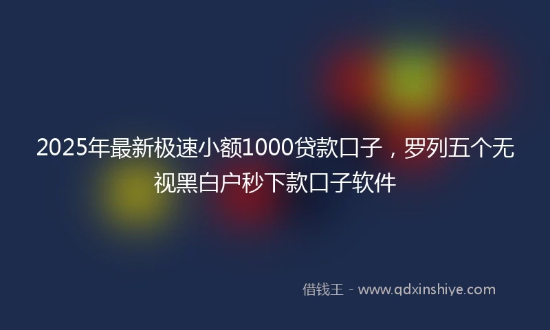 2025年最新极速小额1000贷款口子，罗列五个无视黑白户秒下款口子软件