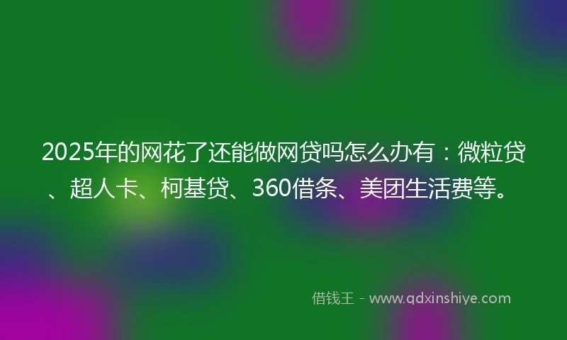 2025年的网花了还能做网贷吗怎么办有：微粒贷、超人卡、柯基贷、360借条、美团生活费等。